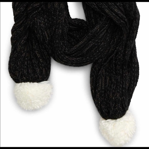 B.P. Pompom black trim knit muffler 72x15 - Picture 3 of 4